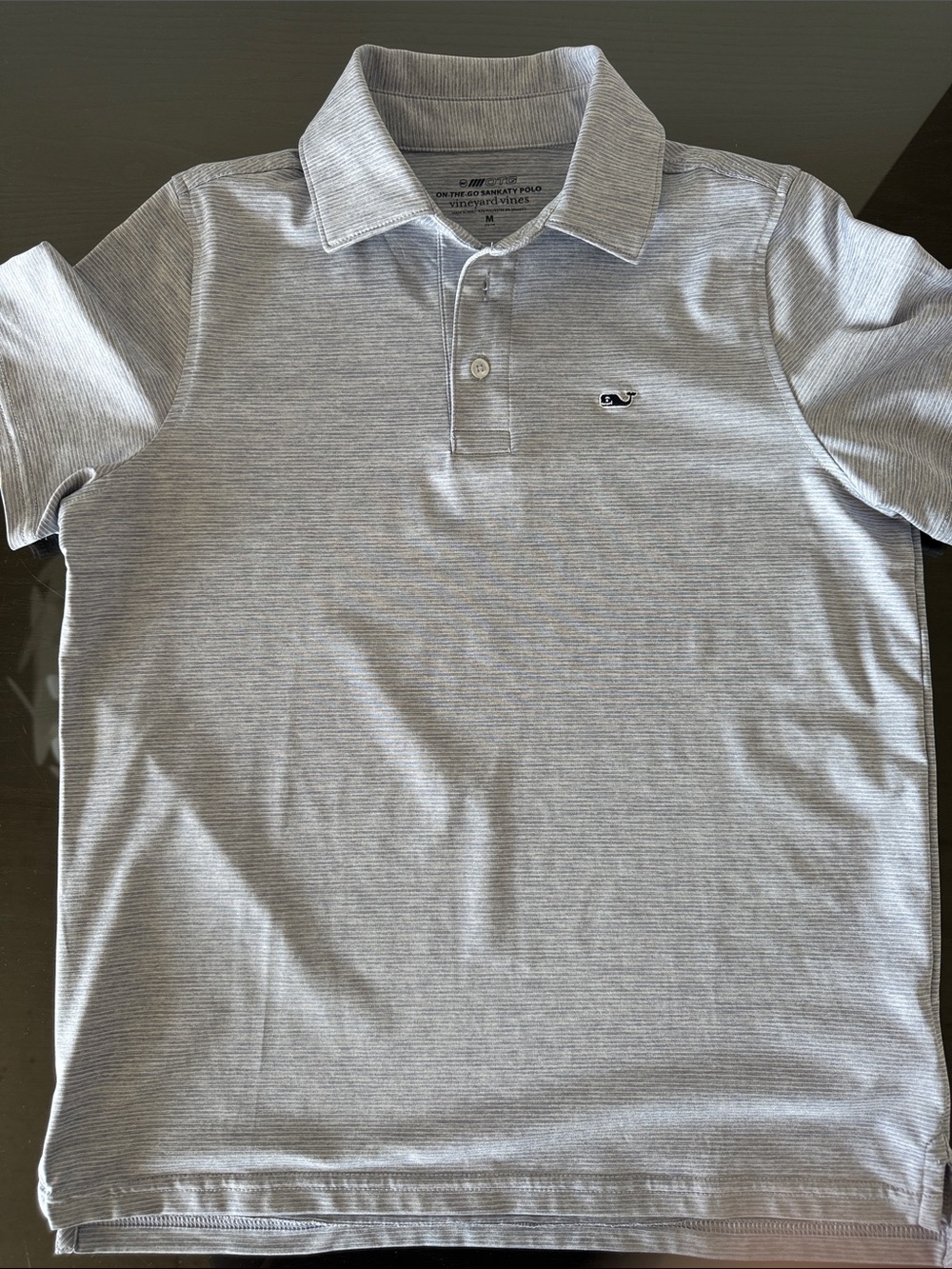 Vineyard Vines Kids  Heather Light Gray Striped Polo